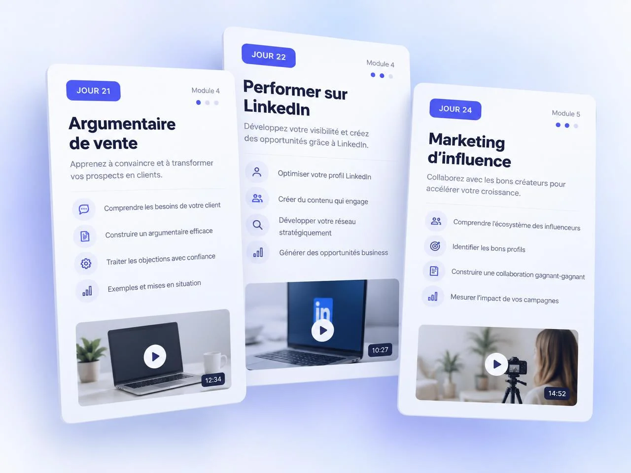 Aperçu des cours de la phase 5 : Phase 5 — Vente & visibilité