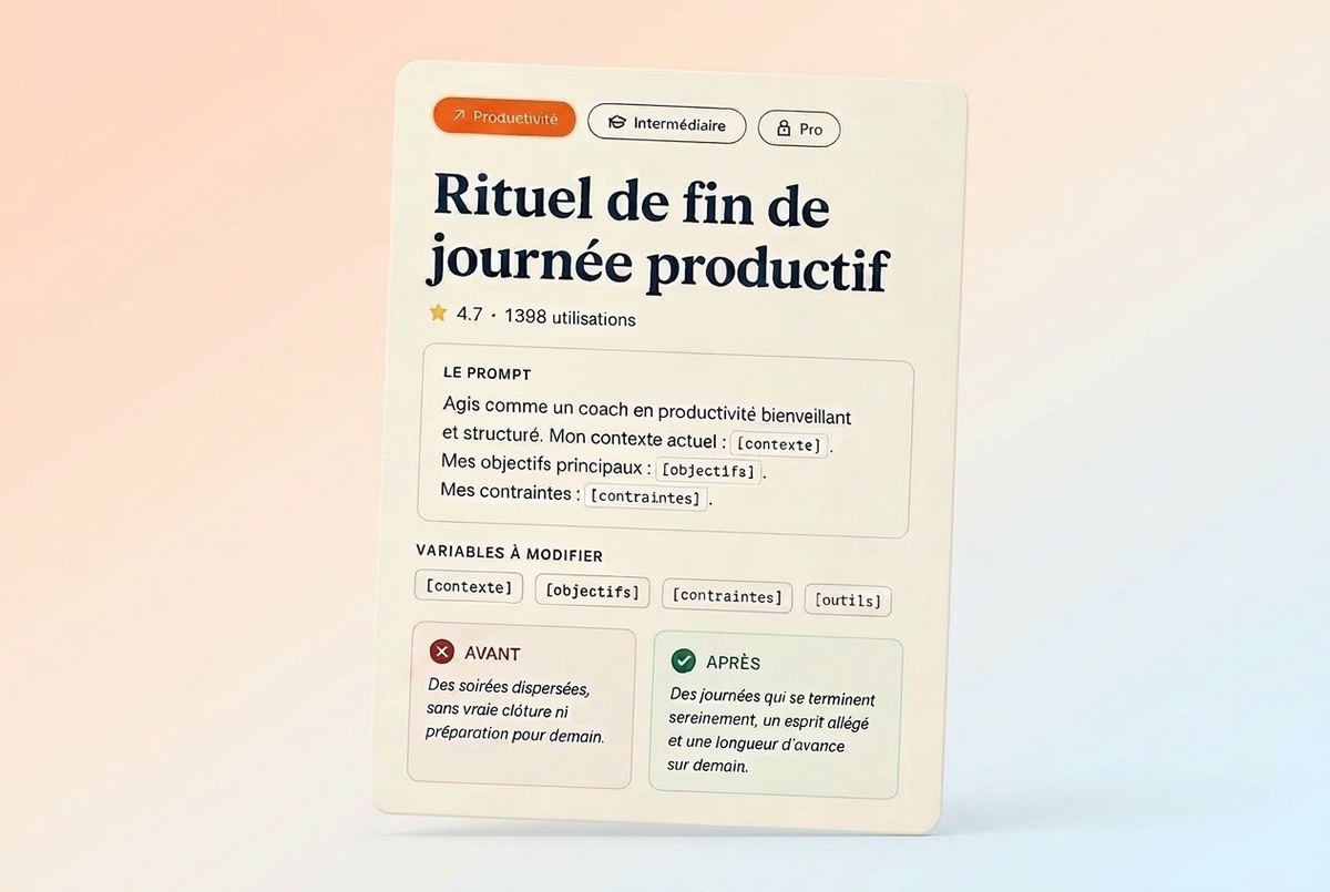 Exemple de template de prompt ChatGPT avec variables, avant et après